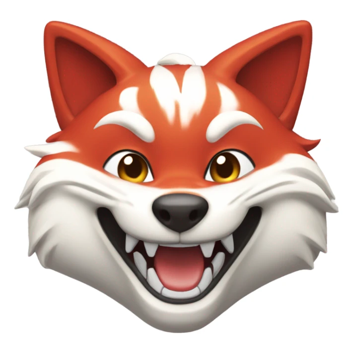 red and white kitsune head, grinning sticker