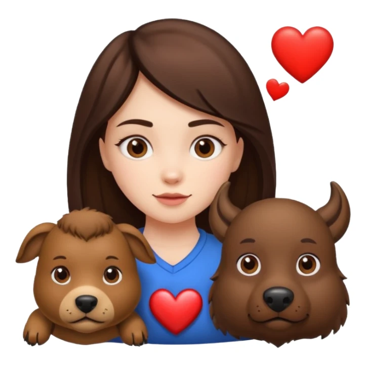 Girl with bison dog and heart sticker