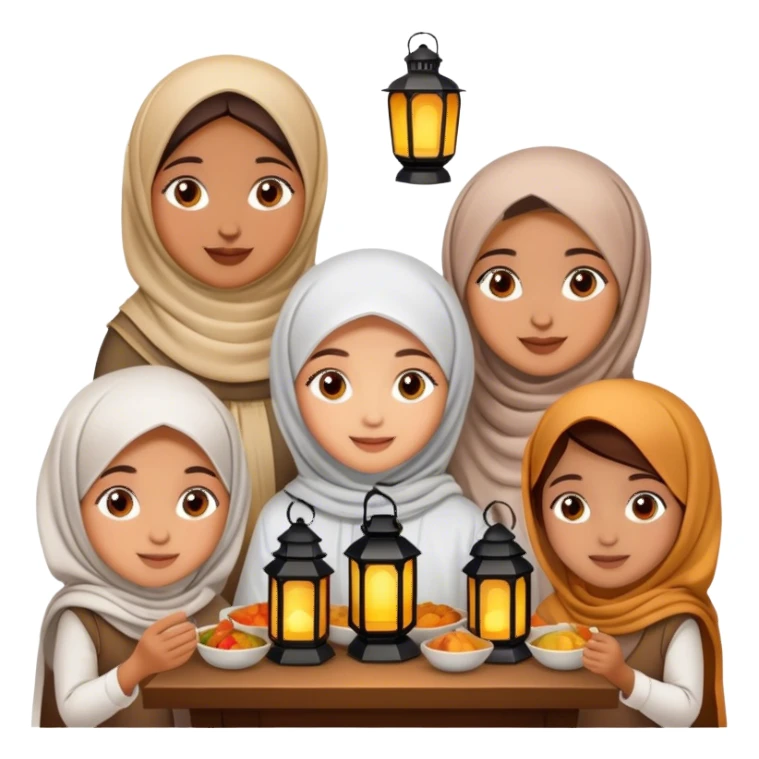 Feast for girls with Ramadan lantern  sticker