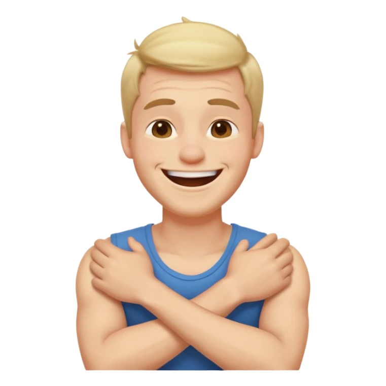 arms crossed holding neck laughing guy sticker