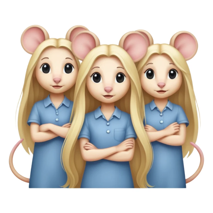 3 mice with long blonde hair sticker