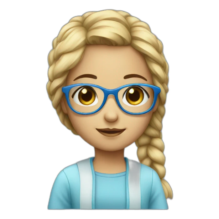 Cute girl which blue glasses  sticker