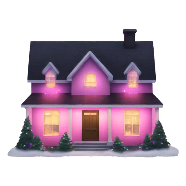 House with pink Christmas lights  sticker