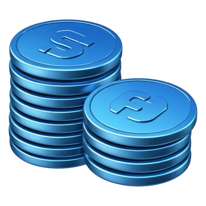 several blue coins stacked sticker