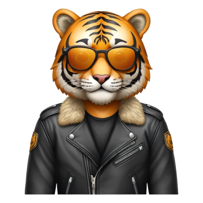Tiger biker with leather jacket and sunglasses sticker