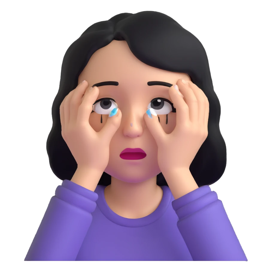 sad woman with tears streaming down her face sticker