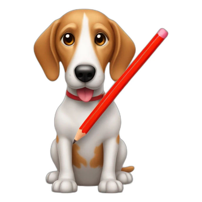 a sausagedog holding a red pencil sticker