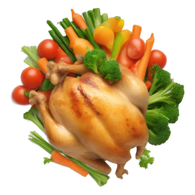 ful chicken cooked on a plate with some vegetables  sticker