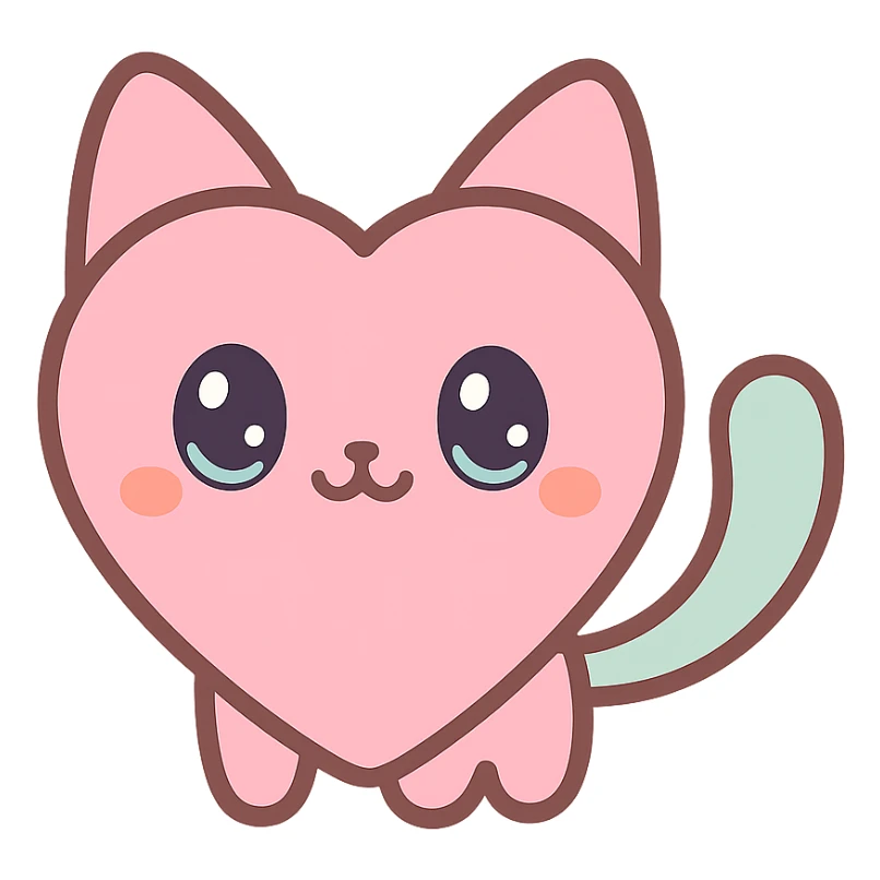 a heart-shaped cat, playful style sticker