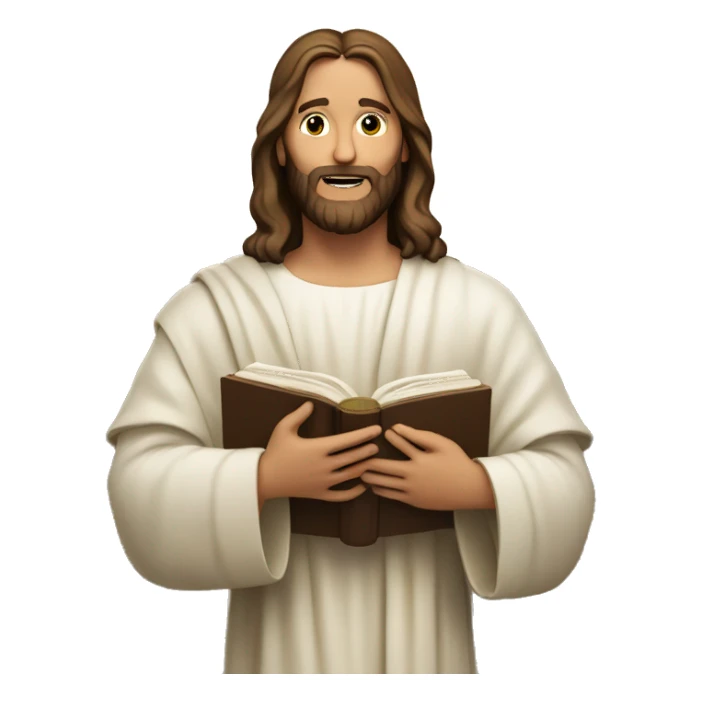 Jesus Christ holding an open Bible sticker