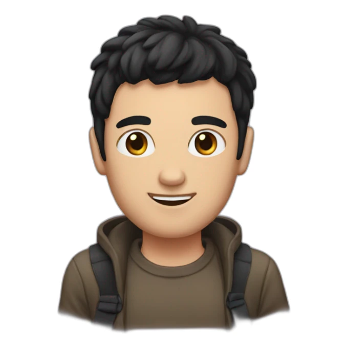 A guy with a black hair his socking sticker