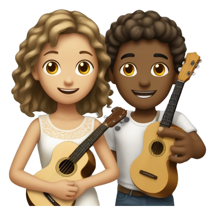 menina branca e jovem tocando cavaquinho sticker