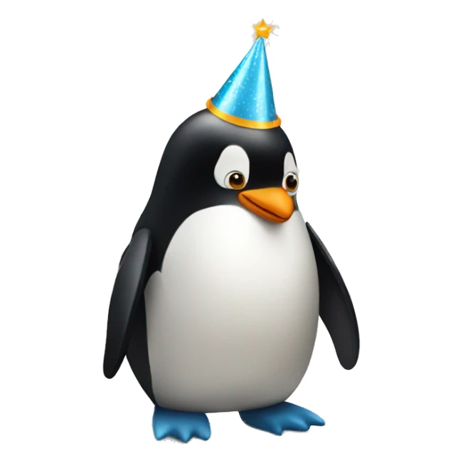 Penguin celebrating happy birthday sticker