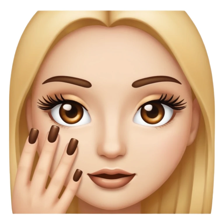 Emoji face with lashes and brown nails sticker