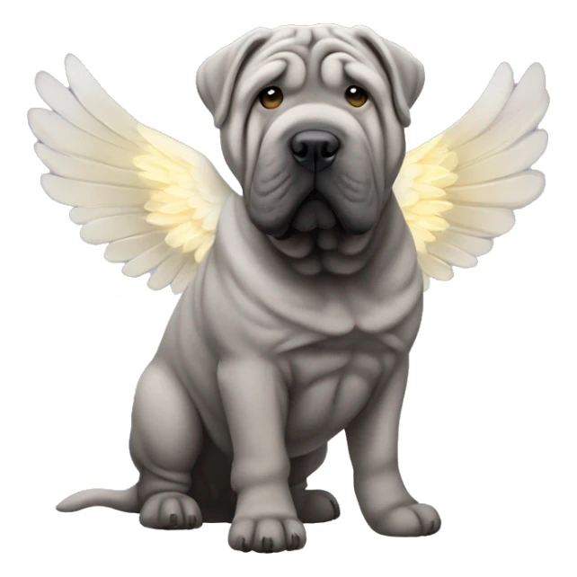 Grey Shar Pei with angel wings sticker