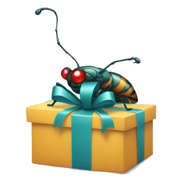 bug coming out of a gift sticker