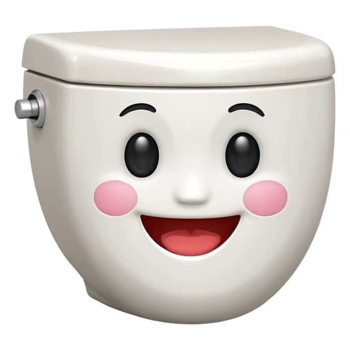 A toilet with a smiling face  sticker