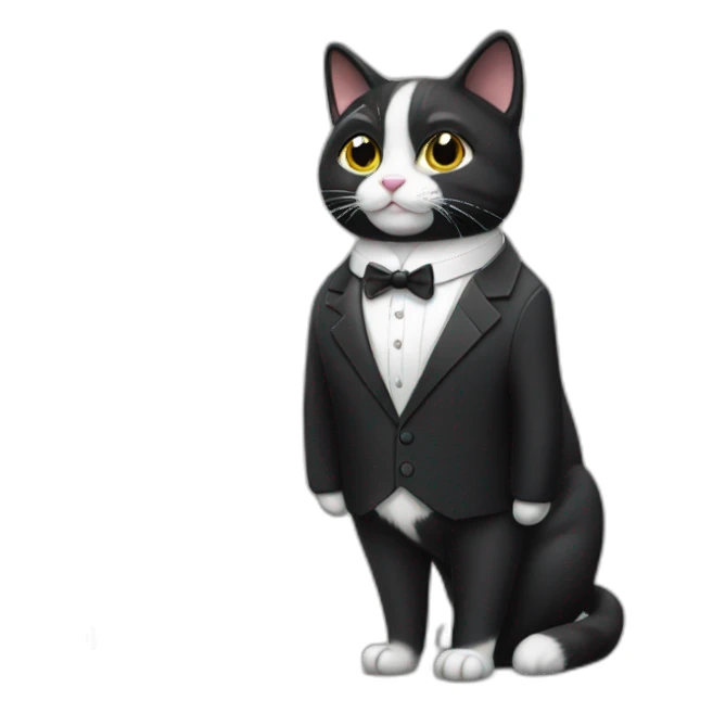 Tuxedo cat in a suit with briefcase sticker