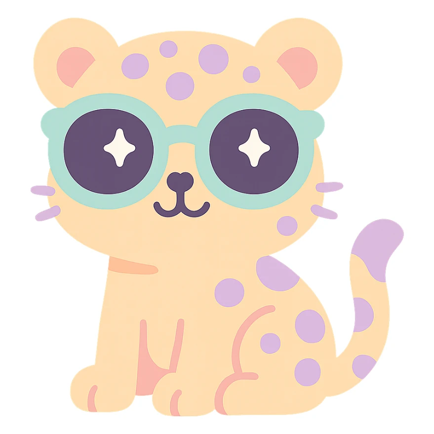 leopard wearing sunglasses, simple, cute sticker
