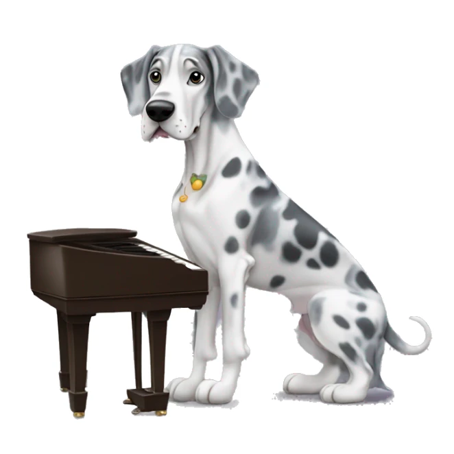 Blue Merle Great Dane playing piano sticker