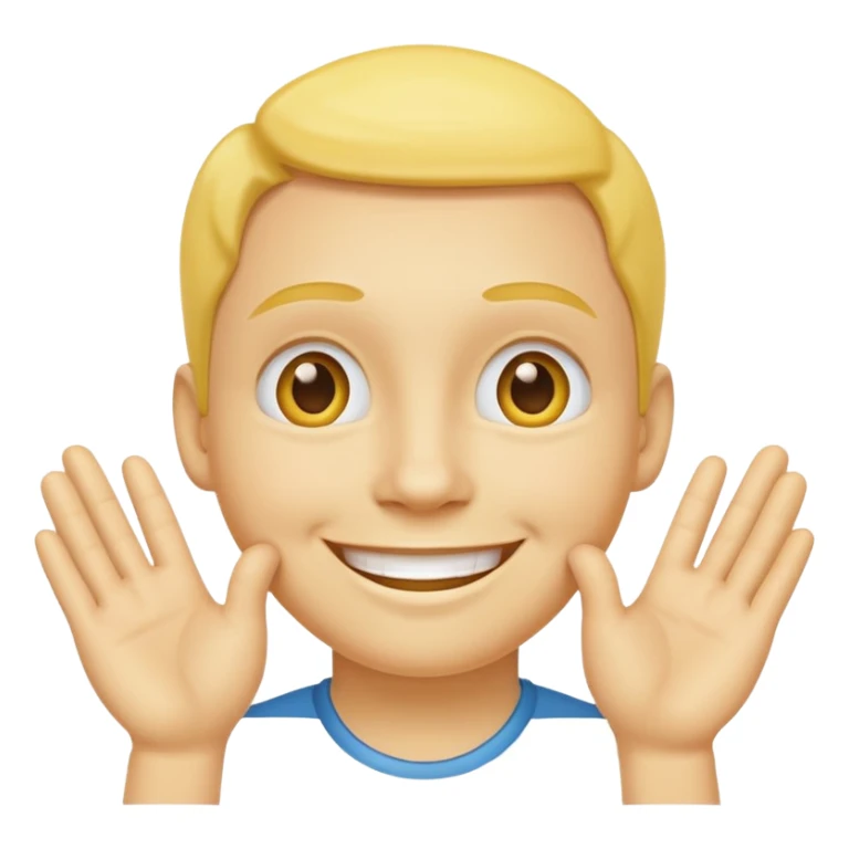 yellow smiling face with both hands under chin sticker