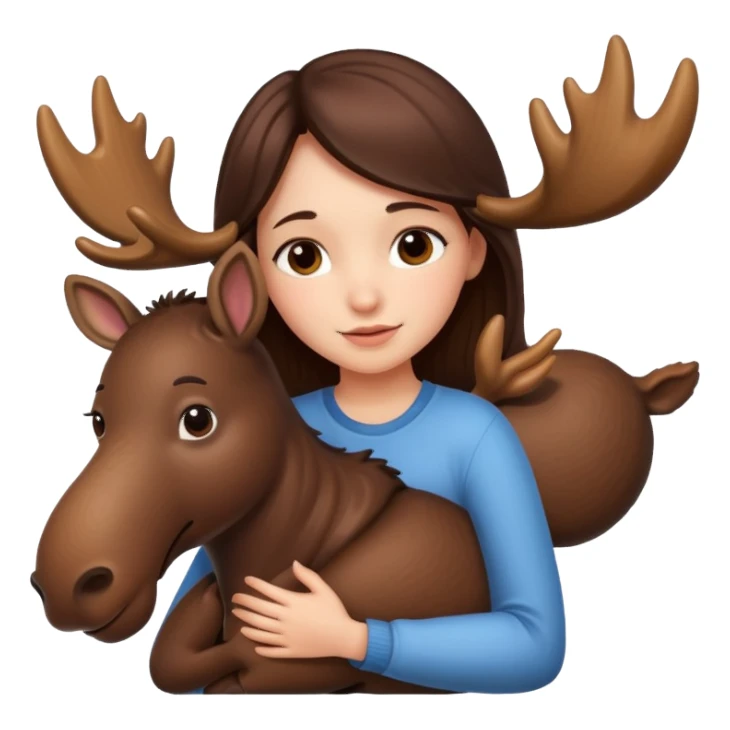 girl hugging a moose sticker