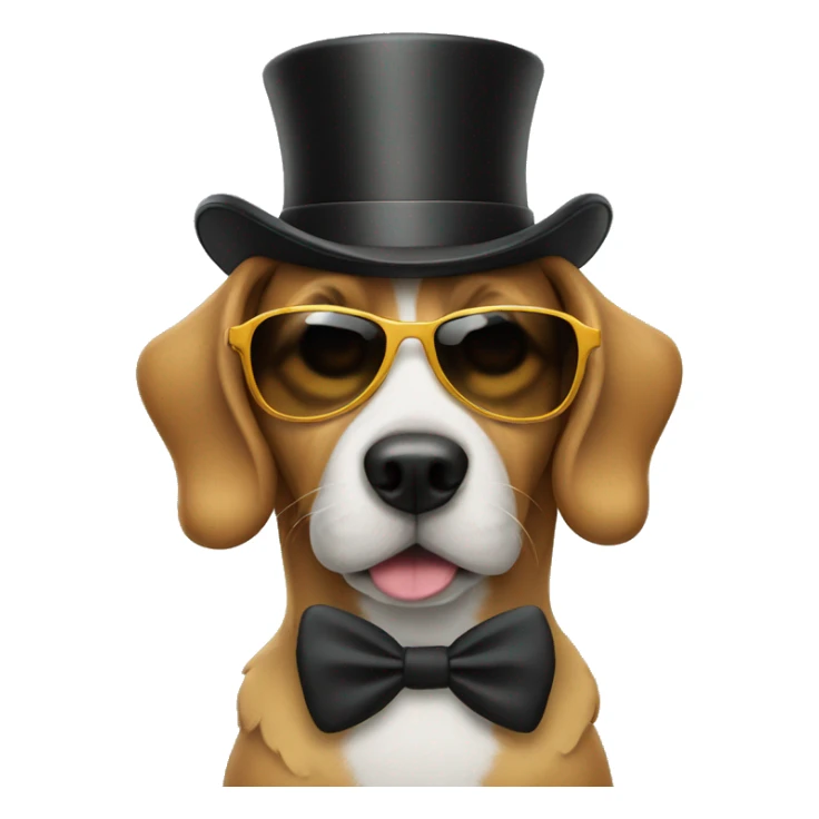 Dog with sunglasses and top hat sticker