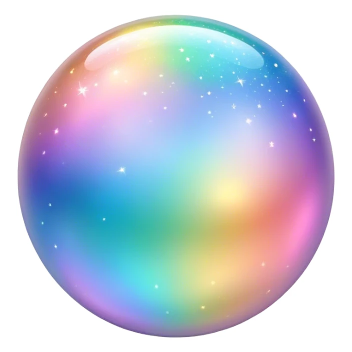 Pastel sparkly glittery iridescent rainbow transparent ball sphere orb sticker