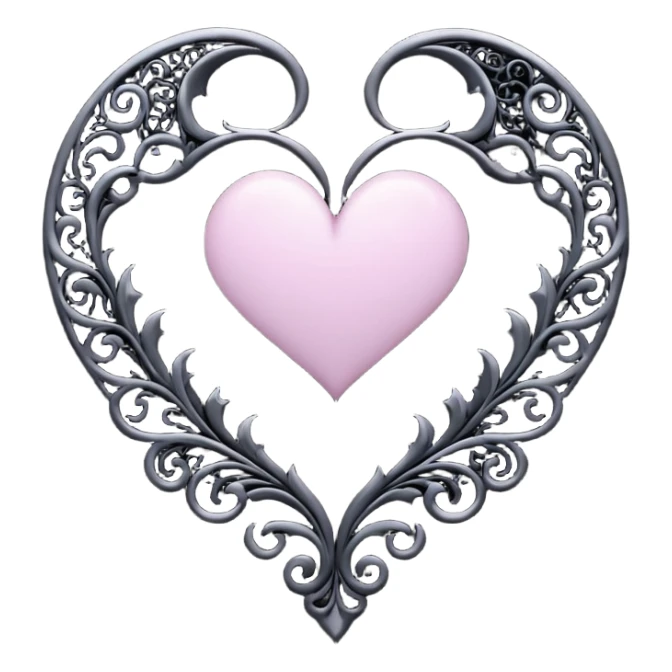 emo heart with crescent moon and black filigree sticker