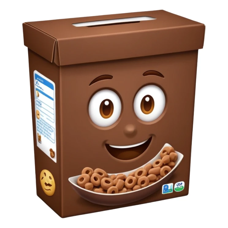 brown chocolate cereal box with no face sticker