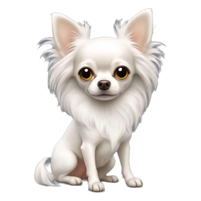 white long-haired chihuahua full body sticker