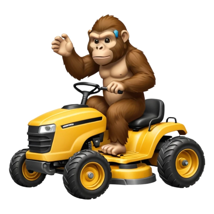 Ape riding in a lawnmower  sticker