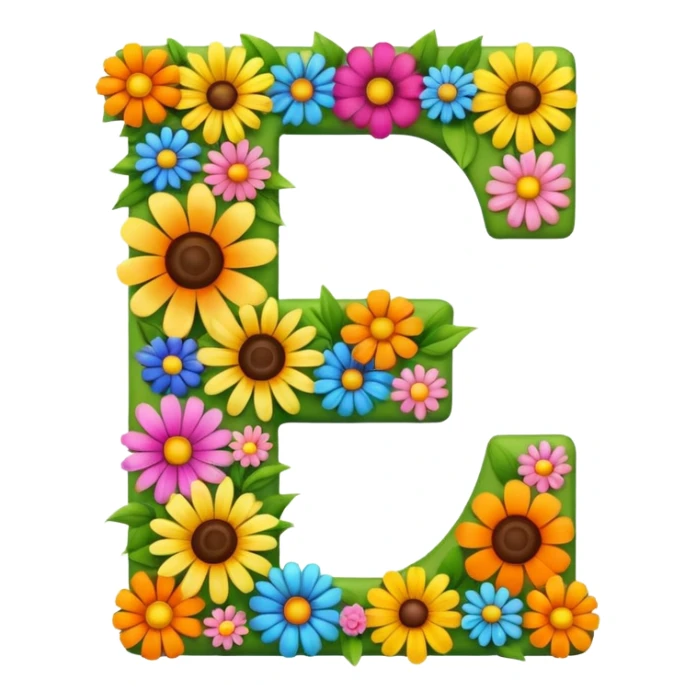 Letter E made out of flowers  sticker