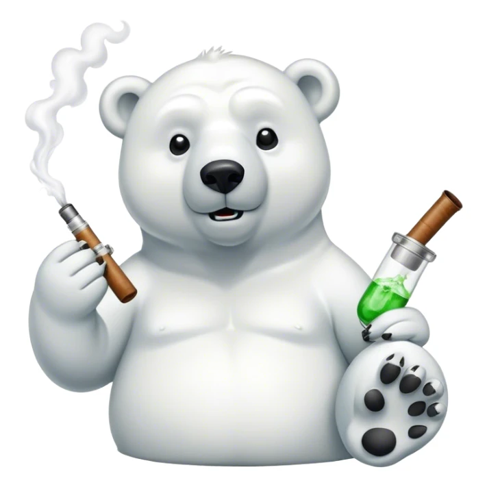 Polar bear smoking bong  sticker