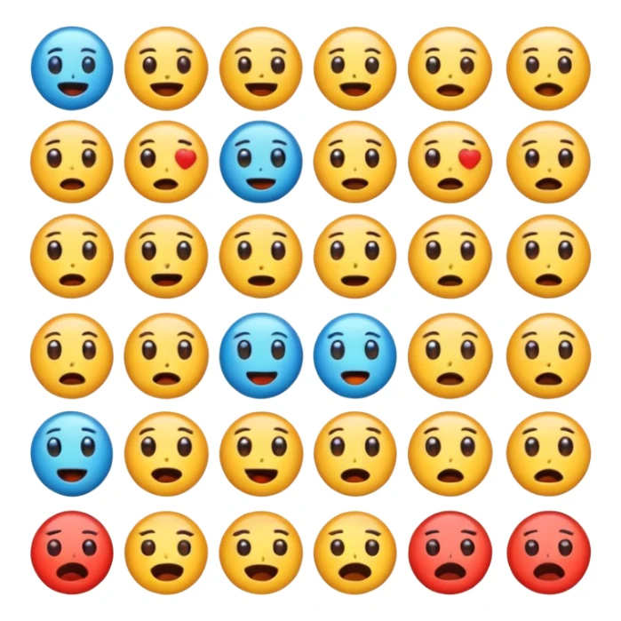 Faça 6 emojis com várias expressões como se estivesse explicando algo  sticker