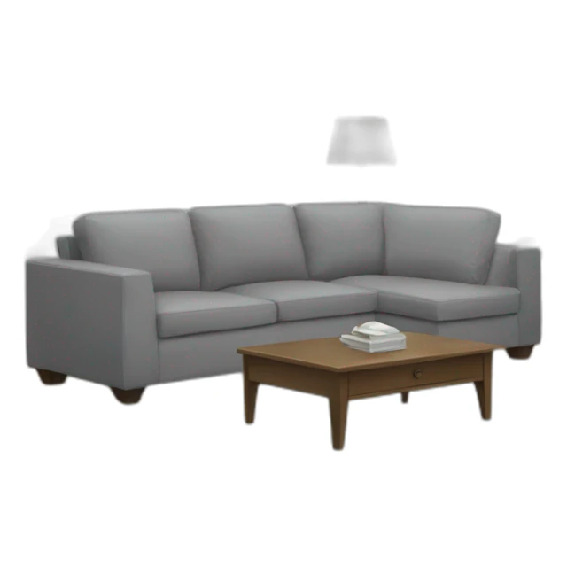 White living room with a grey couch sticker