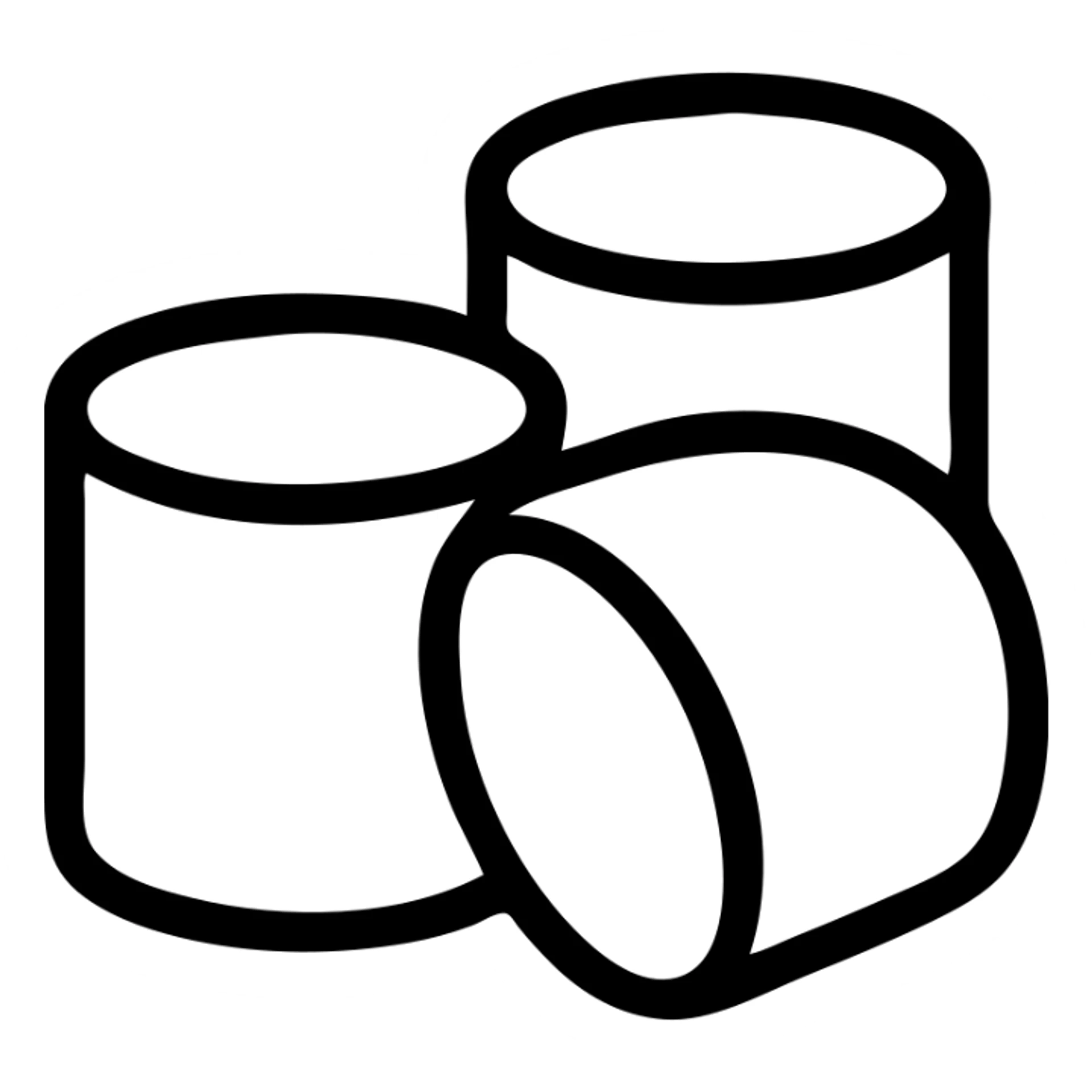 a group of three marshmallows, simple icon style sticker