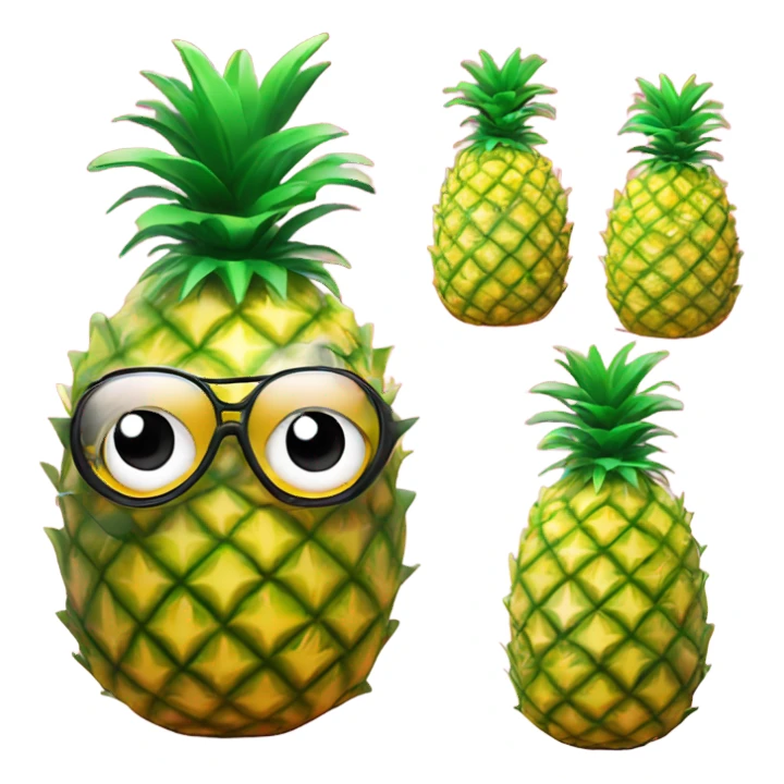 3D  pineapple  👱‍♀️🍍 with big shiny eyes.  pineapple cute  ☺️ sticker