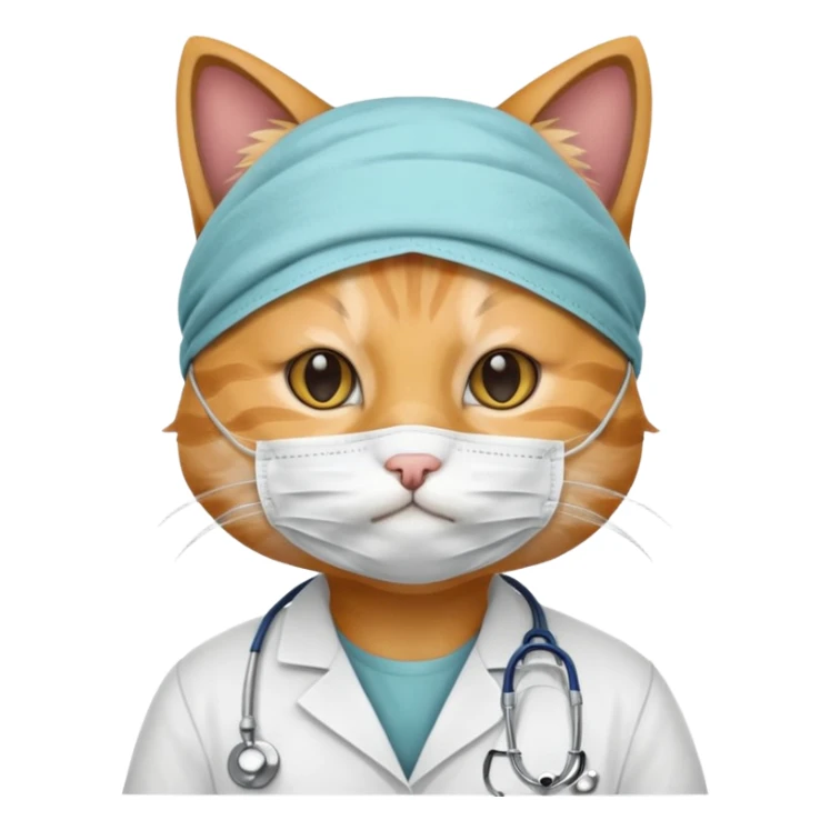 doctor cat, surgical mask sticker