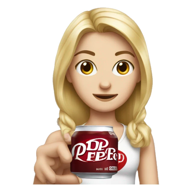 A blonde girl with Dr.pepper sticker