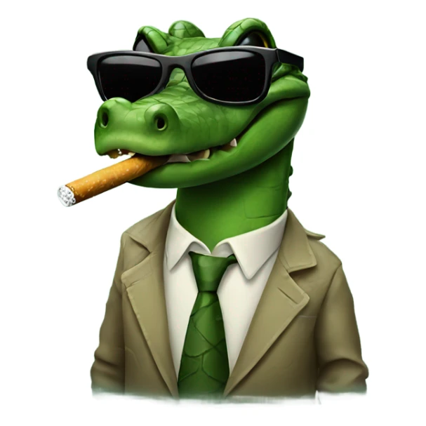 alligator smoking cigarette with sunglasses on sticker