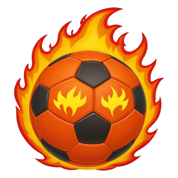 a football with fire around it sticker