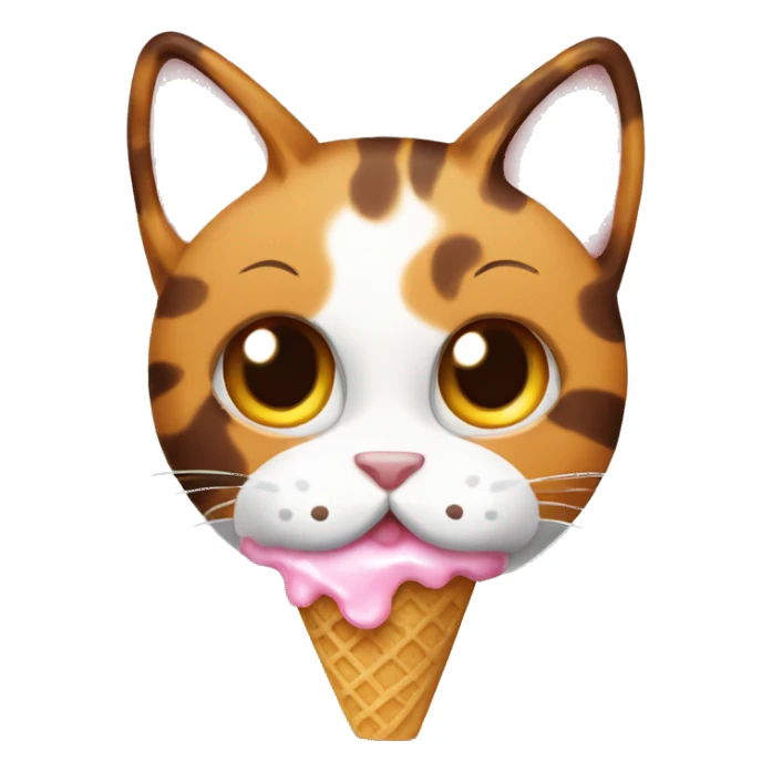 calico cat with icecream  sticker