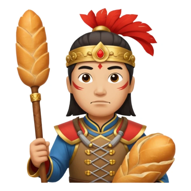chinese ancient warrior with baguette sticker