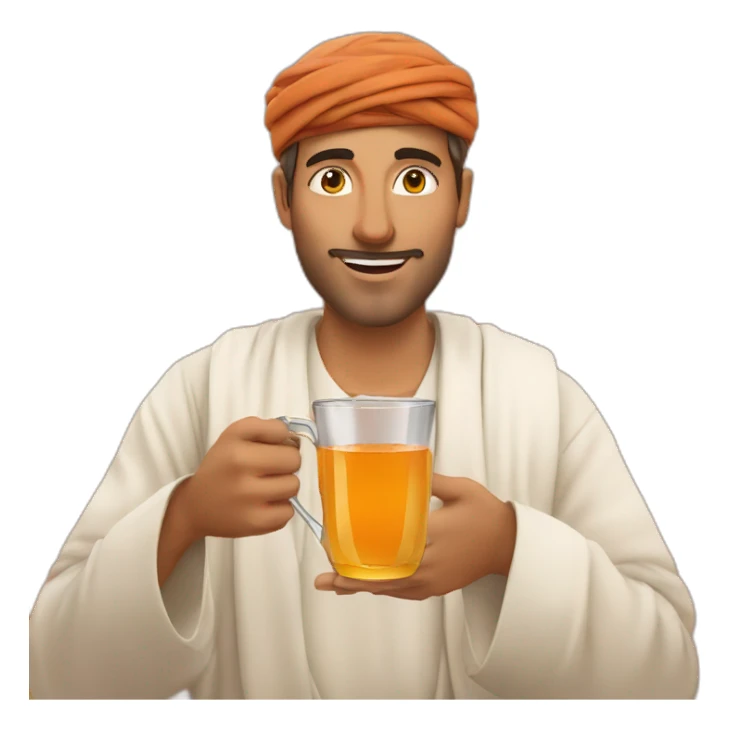 A Guy drink moroccan tea in moroccan sahara sticker
