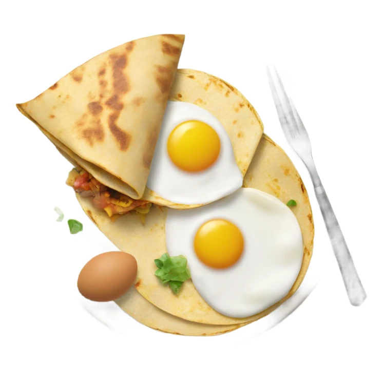 Realistic breakfast with a tortilla wrap and two eggs sticker
