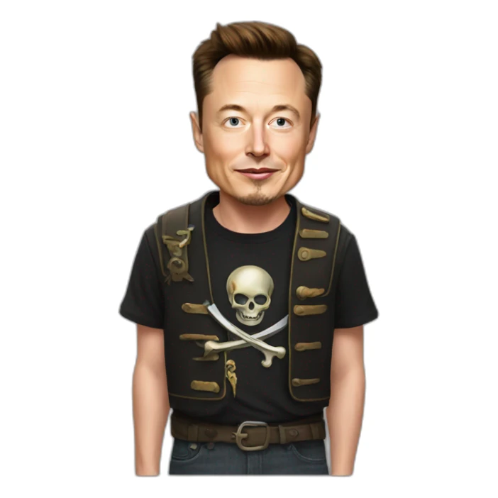 Elon musk with pirates tshirt  sticker