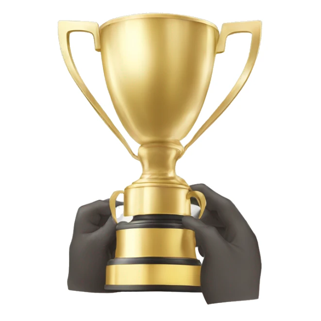 white anime men with gold win cup sticker