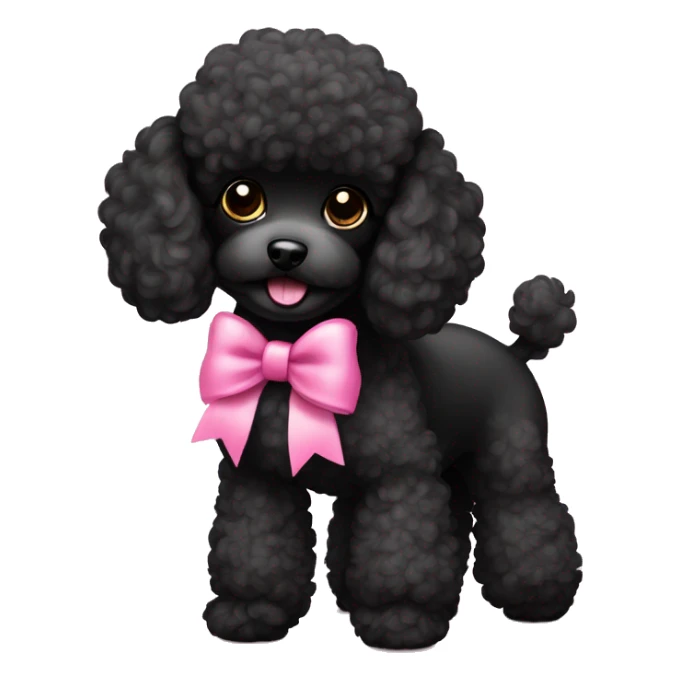 Black toy poodle with pink bow sticker