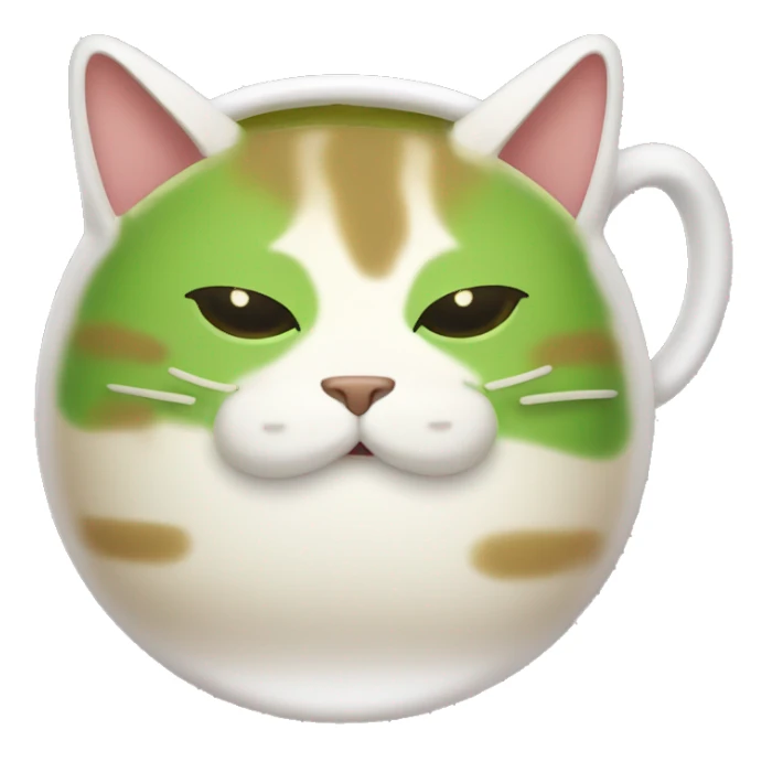 Fat cat drink matcha latte  sticker